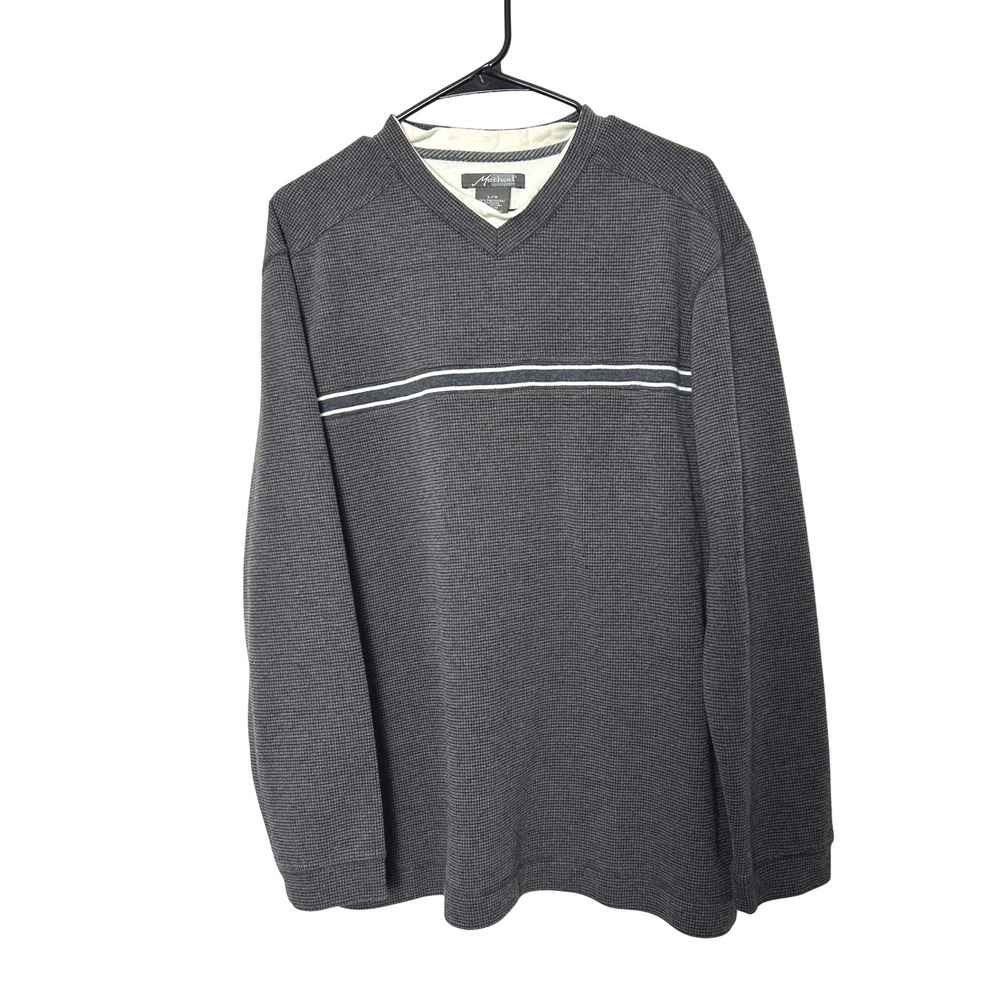 Method Y2K Pullover Sweater Mens‎ L Gray streetwear stripe skater Waffle Knit